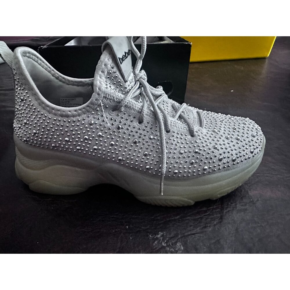 bebe sport Women's Leyla Lace-Up Rhinestone Sneakers w/box sz 7